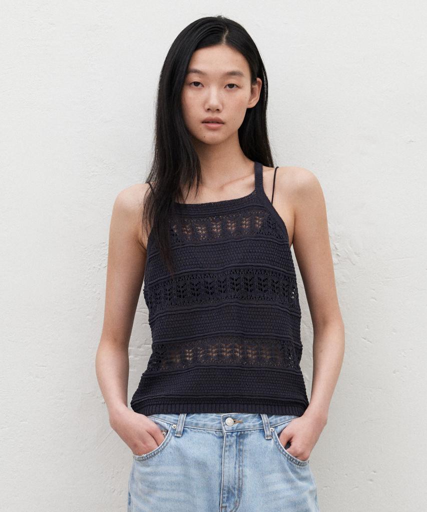Manggomaenipeullijeu Pia Crochet Knit Sleeveless_Charcoal