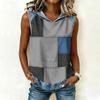 Damen Kapuzenweste Freizeit Ärmellos Patchwork-Design Leicht Bequeme Passform Weicher Stoff Stilvolles Print-Detail Sommerkleidung