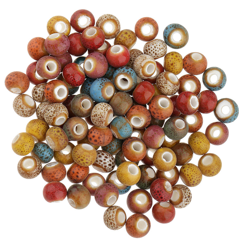 Individual oshhni 100 Encantos de Cuentas de Cerámica Sueltas de 6 Mm de Colores Vintage para Hacer Joyas 2#