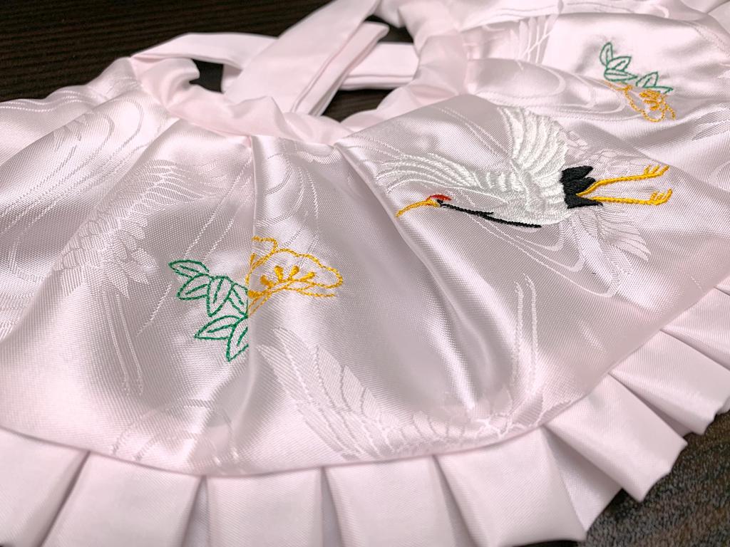 Muromachi Comes with cute noshi Shrine Visit Accessories Food First Newborn Embroidered Drool 4 Piece Made in Japan [Kyoto st. ] paper, Set, Girls,