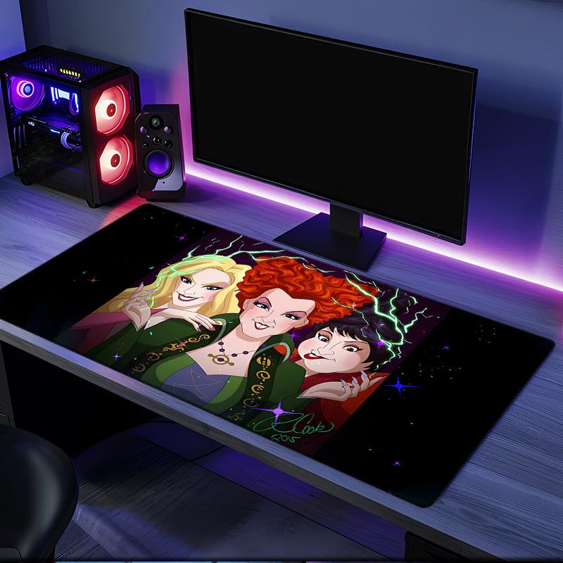Witch Sisters In The Moonlight Mouse Pad, Rubber Base, Mouse Pad for Gamers and Office Use, Gaming Desk , Easy To Clean Mat Christmas fan gifts