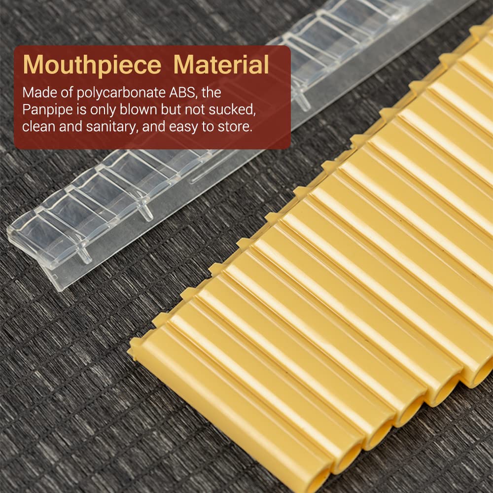 HEIYE Panpipe Pan Flute Key ABS Panpipe Chinese Traditional Woodwind Instrument with Carrying Bag 16-Pipe G-A2