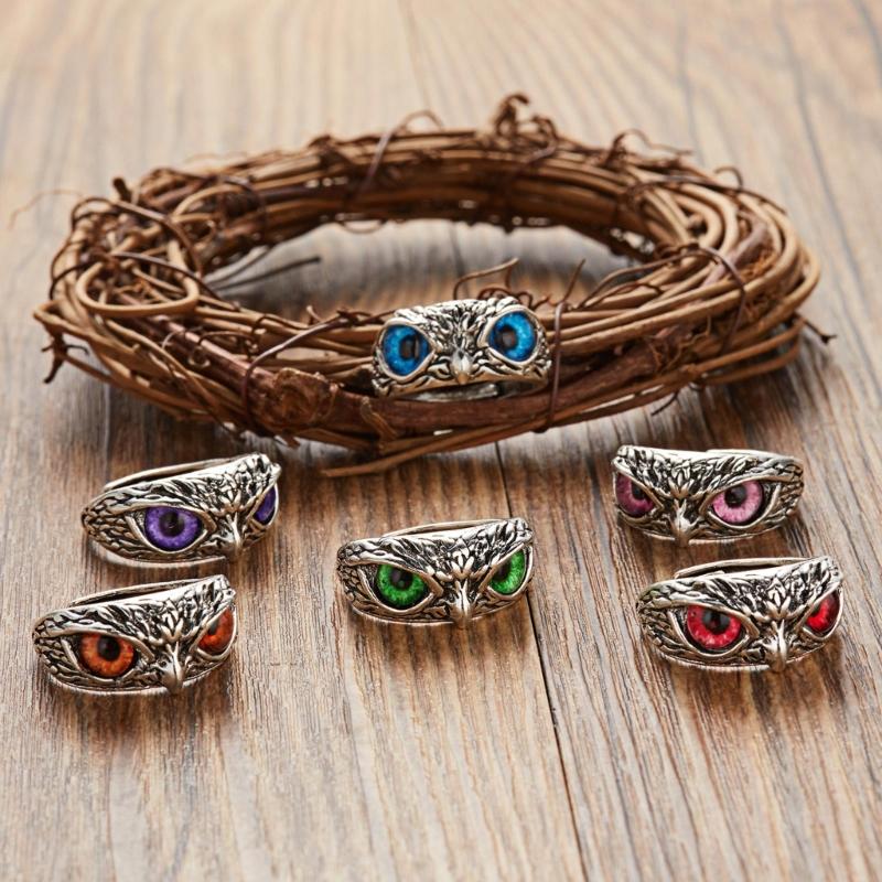Charm Vintage Leuke Eenvoudige Uil Oog Ring Zilverkleur Verloving Trouwringen Sieraden Cadeaus voor Mannen en Vrouwen