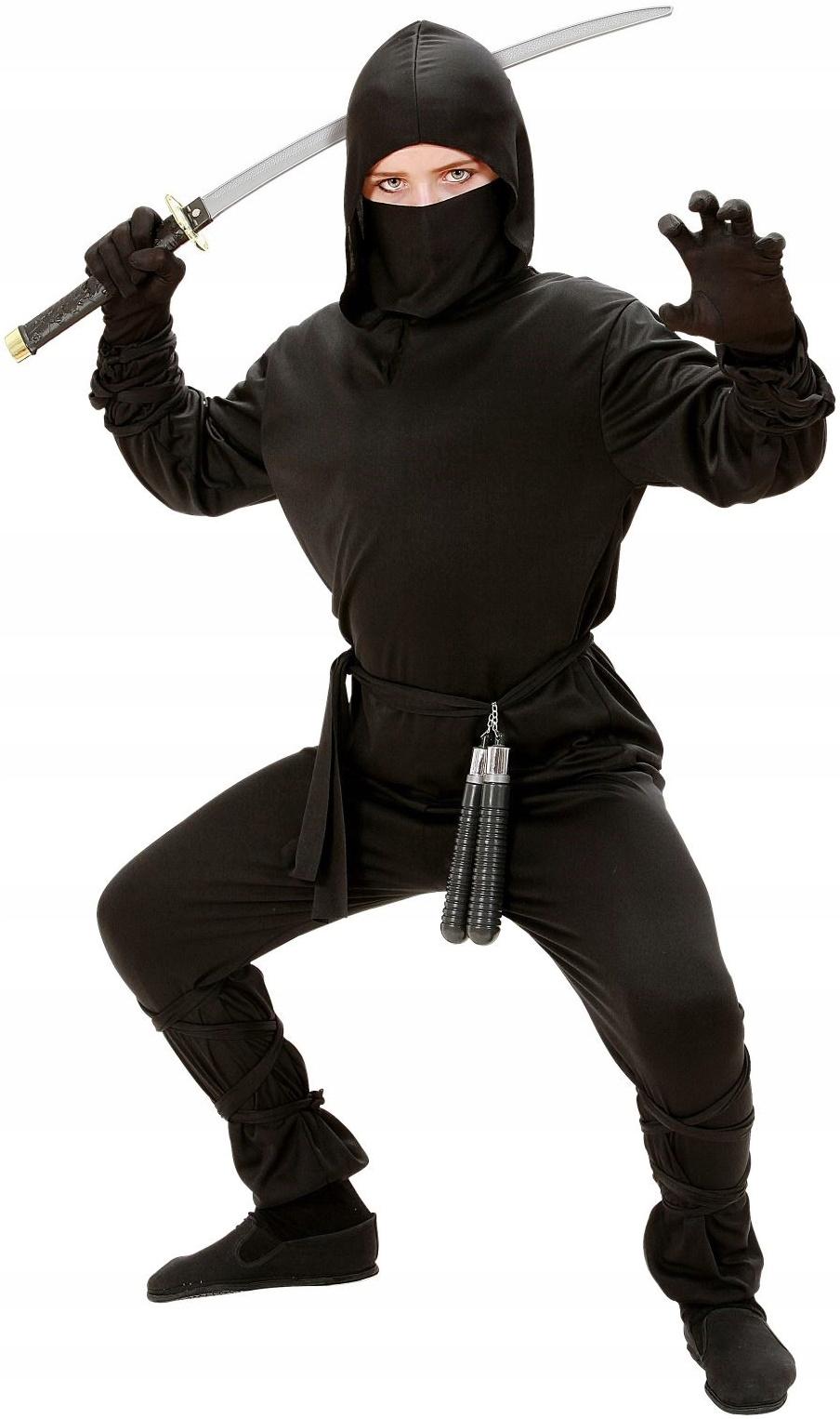 Strój Kostium Czarny Ninja Japoński Wojownik Samuraj Karnawał Bal 4-5 Lat