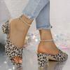 Leopard print high-heeled slippers Women's head with slippers Women's Leopard Heels Slippers