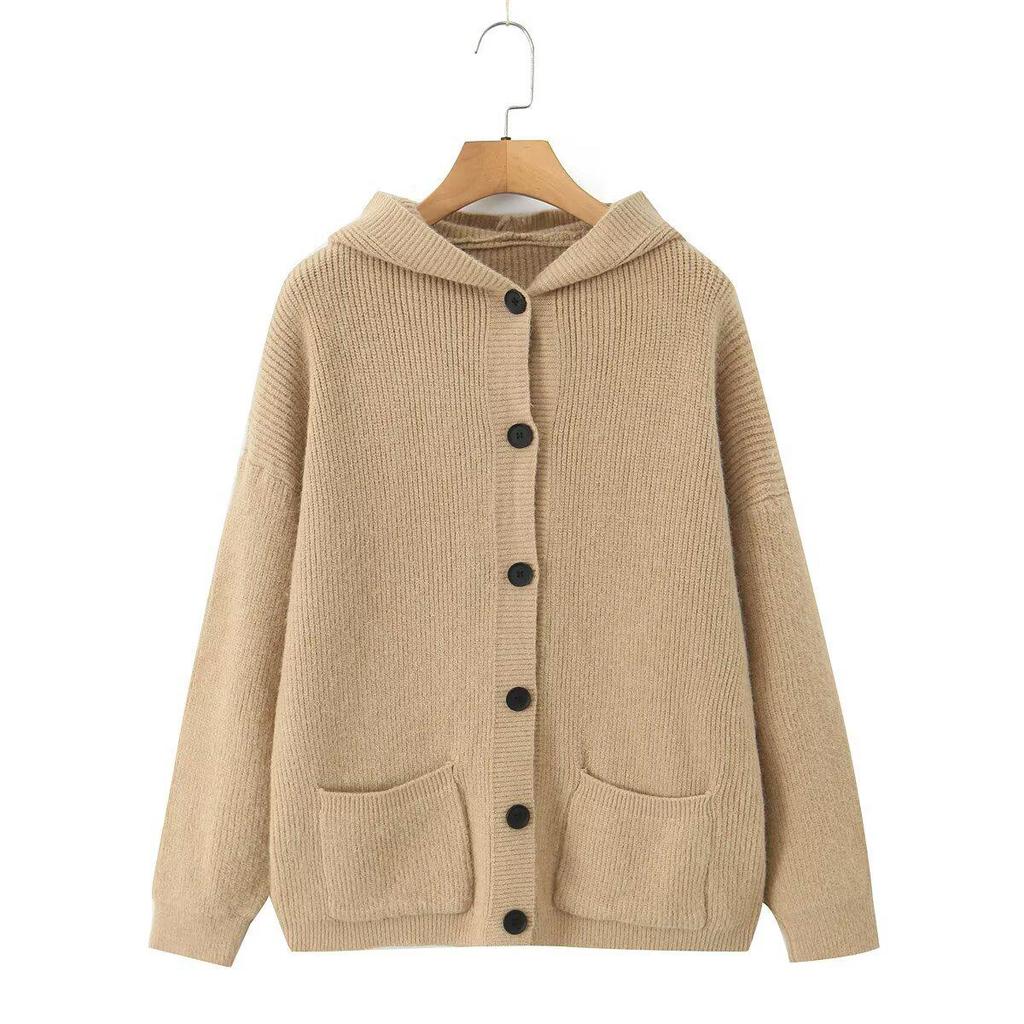 French Chic Women's Hooded Cardigan Sweater - Thick & Warm Autumn/Winter Outerwear