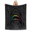 Vibrant Shark Teeth Design Flannel Blanket for Bedroom, Living Room, Sofa, and Nap