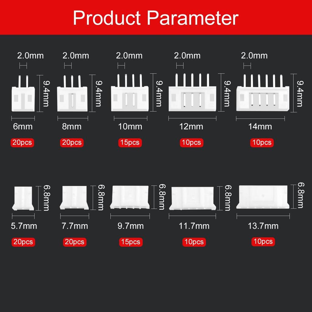 JST Kontaktkit 420 st 1,5 mm – Hane och Hona med Förkrympta 26AWG-kablar – Idealisk för 3,7V / 7,4V Batteri, Drönare, Elektronik, RC-modeller