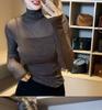2025 Korean Style Black High Neck Mesh Slimming Long Sleeve Women's Top
