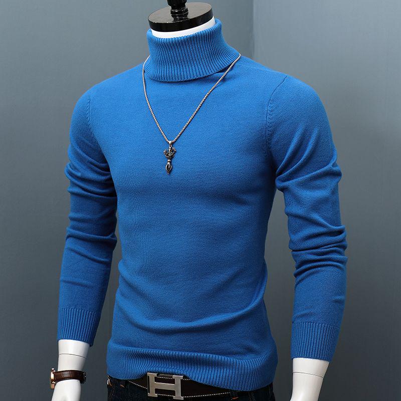 Men's Korean Style Turtleneck Knitted Sweater: Autumn/Winter Thick, Trendy, Plus Size Loose Pullover.