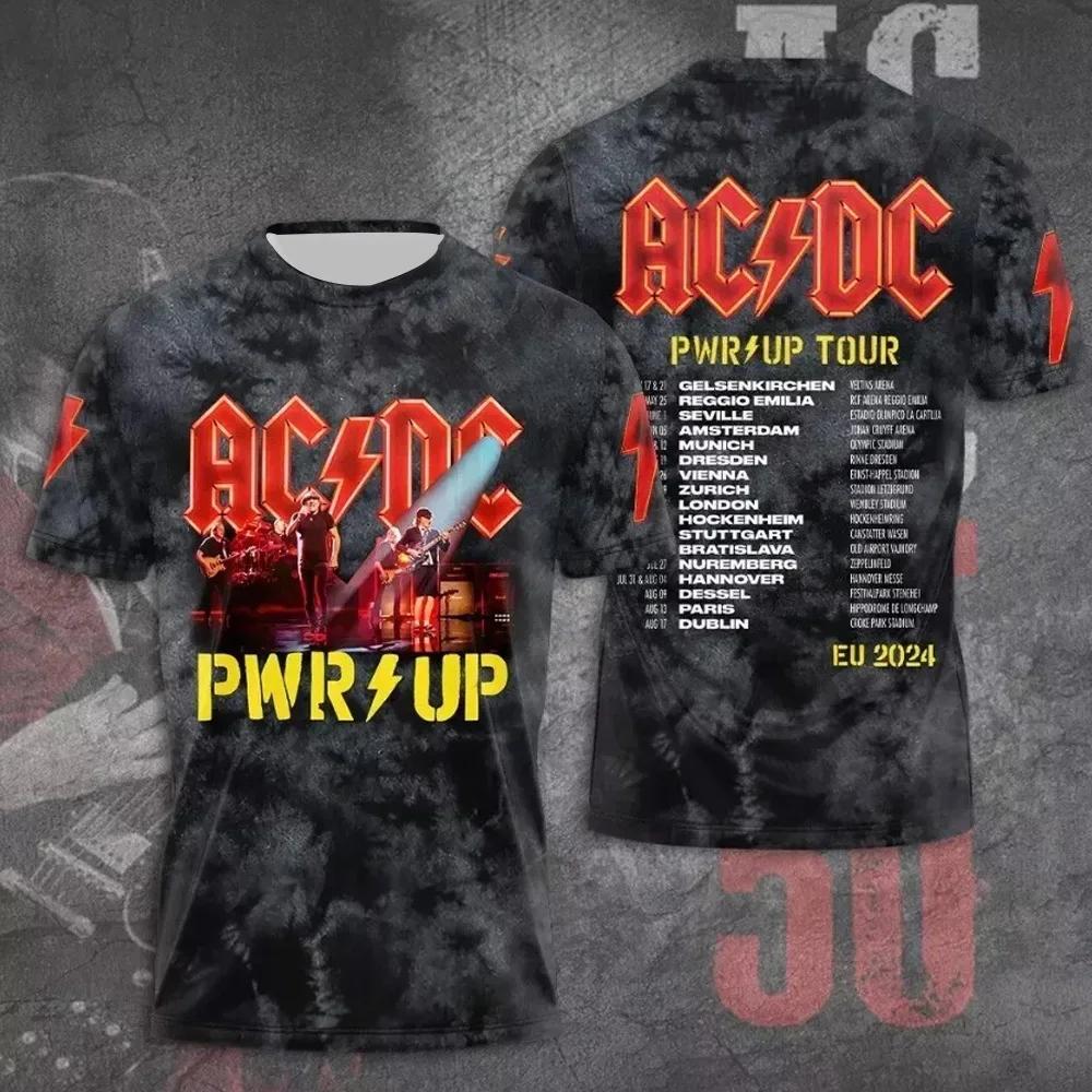 ETST 005 2025Zomer Herenkleding Rockband T-shirts AC-DC 3D Geprint Jongen Meisje Korte Mouw Tees Hip Hop Mode Ronde Hals Casual Tops 2XL