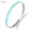 Geometry Jewelry Black Blue Enamel Bangles & Bracelets for Women Charm Bangles Stainless Steel Rose Gold Color Bangles