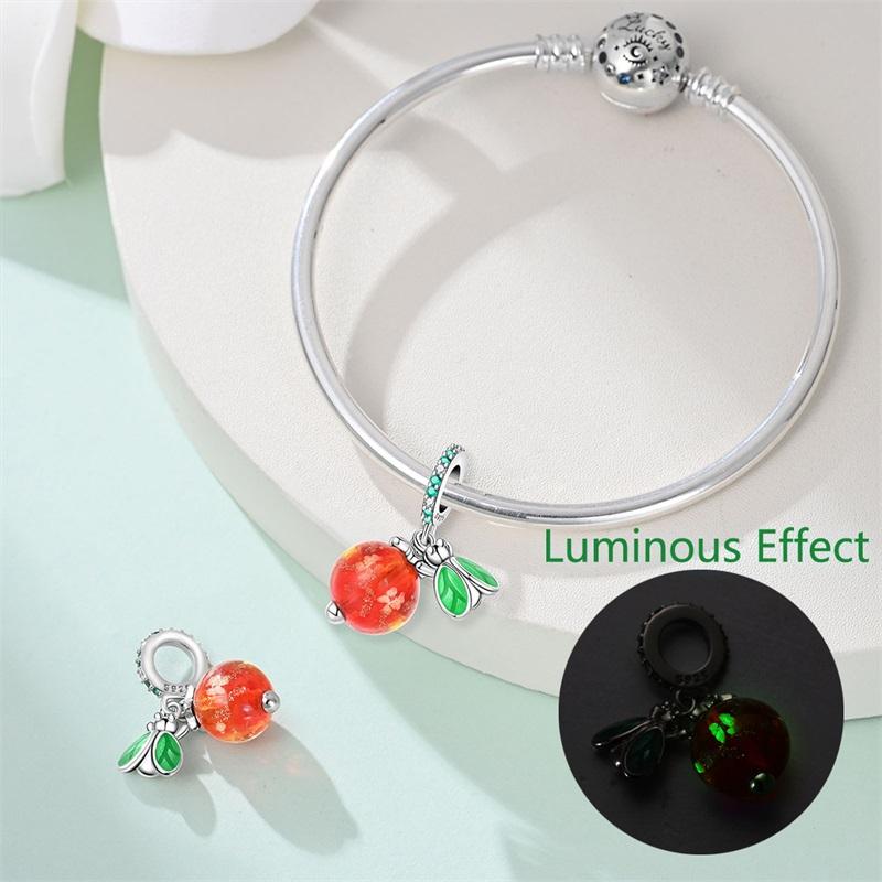 Authentic Copper Glowing Planet Zircon Floral Fairy Four Leaf Shamrock Charms Bead Fit Authentic Bracelets Diy Jewelry Gift