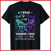 I Wear Teal & Purple Suicide Prevention Awareness Butterfly Black Cotton T-Shirt