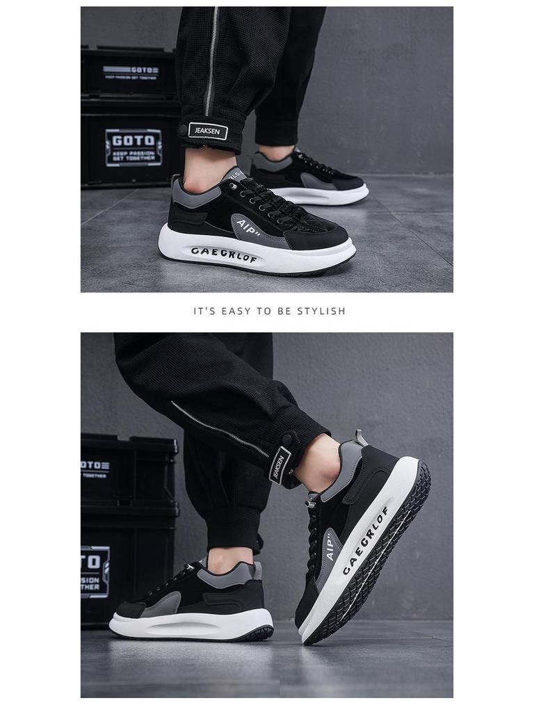 Herren Sommer Atmungsaktive Canvas Schuhe, Koreanischer Stil Vielseitige Sneaker, Dicke Sohle Trendige Sport-Board-Schuhe