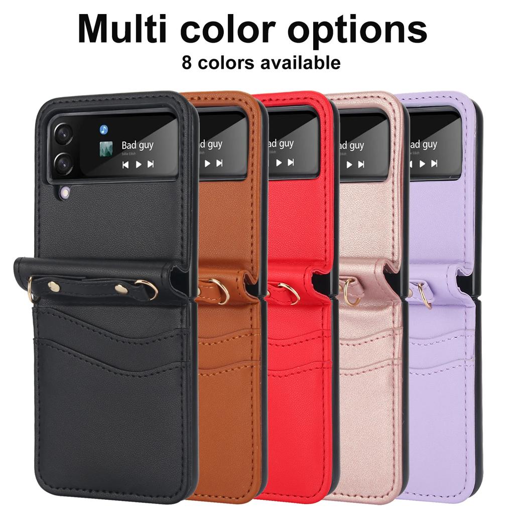 Crossbody Cards Solt Wallet Leather Case For Samsung Galaxy Z Flip 6 5 4 3 5G Flip5 Flip4 Slim Bag Long Lanyard Holder Cover