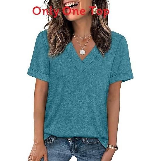 Casual Womens T Shirt With V Neck And Cotton Fabric For Summer And Spring Comfort