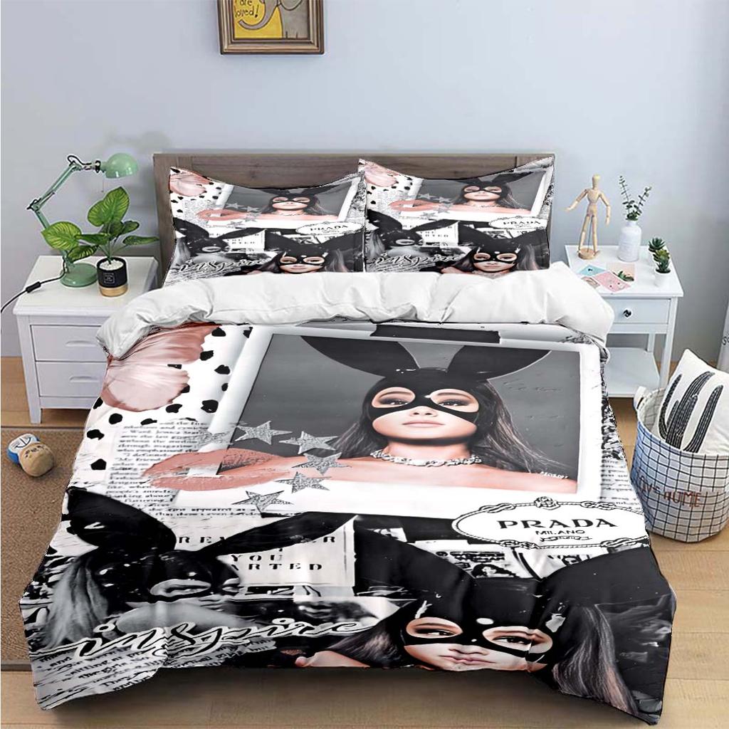 Comforter Fashion Pop Singer A-Ariana G-Grande Print Bedding Sets Bed Supplies Set Bed Comforter Set Bedding Set Luxury Gift