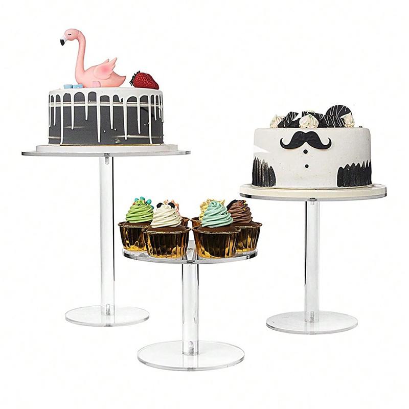 Transparent Acrylic Cake Rack Round Cake Stand For Desserts Cupcake Pastry Candy Display Stand For Wedding Event Birthday Party