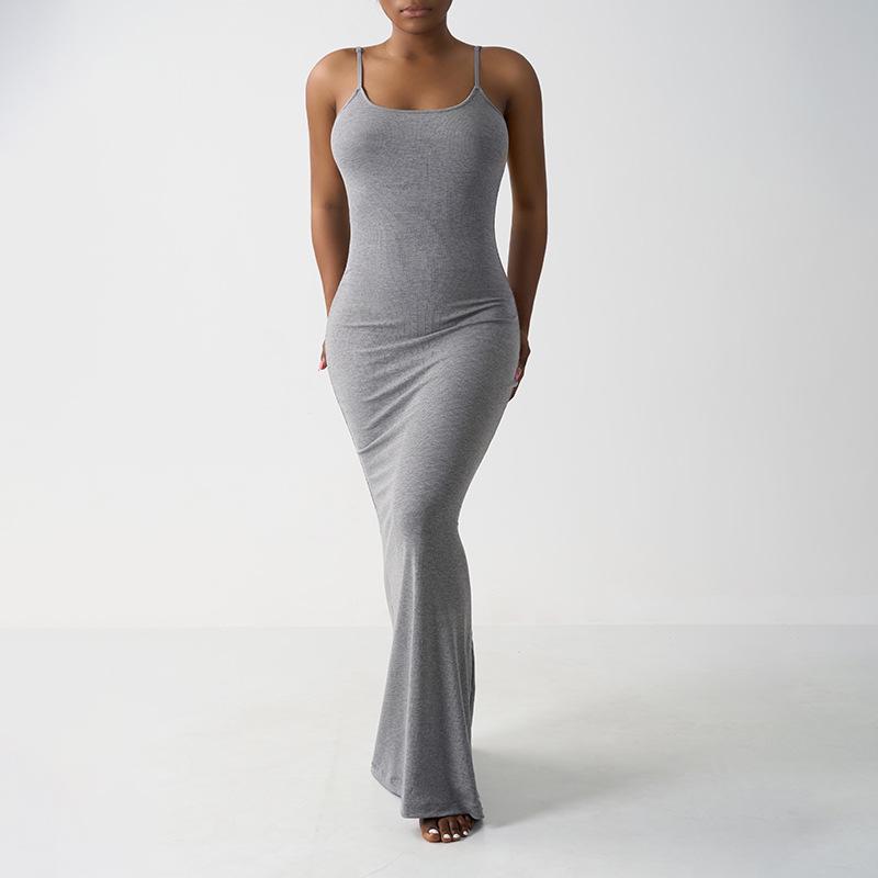 European & American Summer Slim Modal Ribbed Camisole Dress: Women's Socialite Style