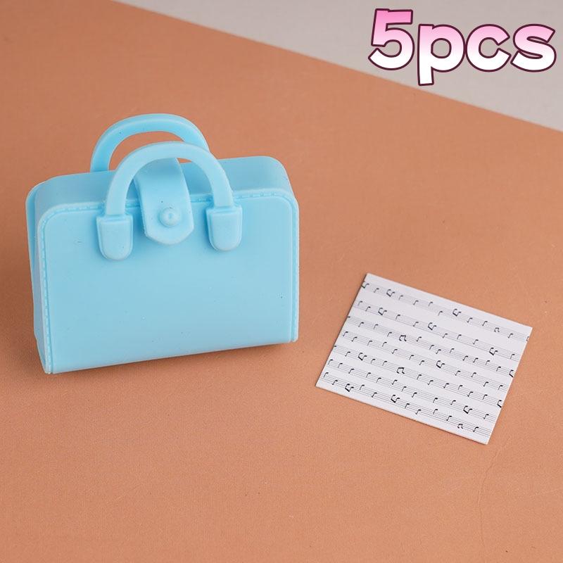 5Pcs Dolls Mini Bags Clothes Accessories 1/12 Dollhouse Simulated Handbag School Bag Music Score Model Study Decoration Toys