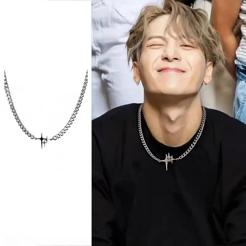 Starlight Titanium Steel Necklace - Male Cross Design for Hip-Hop Style, Unique and Fashionable Accessories That Suit Any Occasion