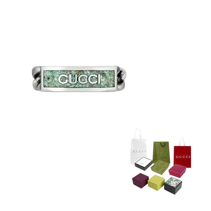 Gucci Anello a Catena con Targhetta Logo 678711-J8410-9071