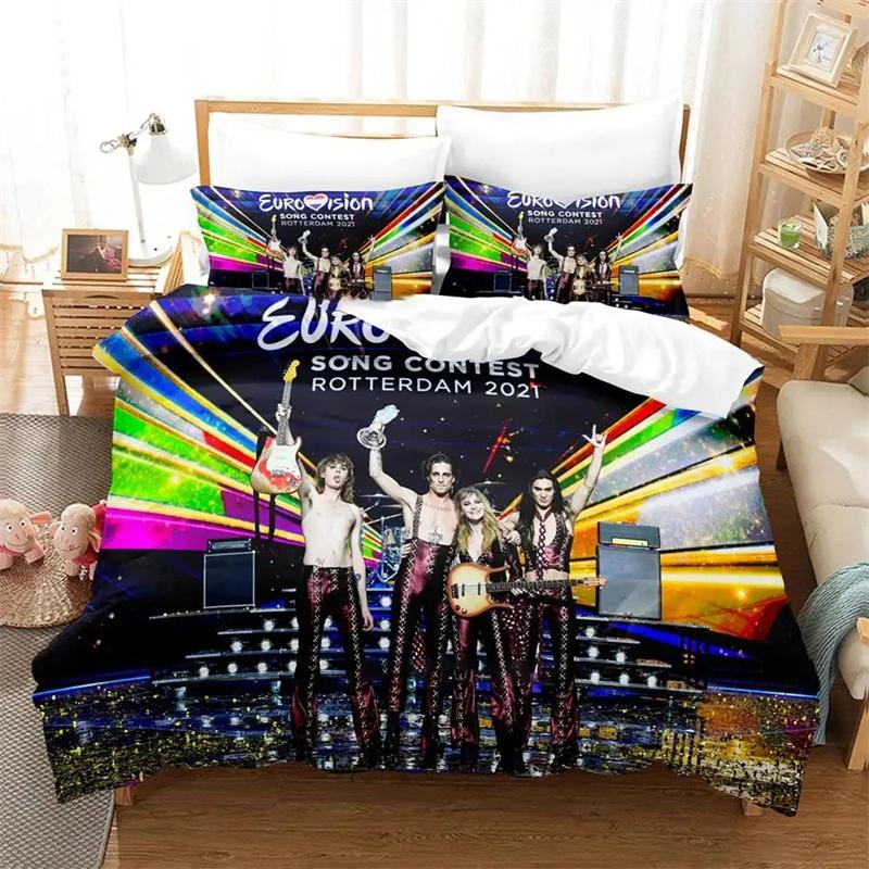 Set Biancheria da Letto Eurovision Song Contest Stampati in 3D Set Raffinato di Biancheria da Letto Copripiumino Set Copripiumino Lussuosi Regali di Compleanno