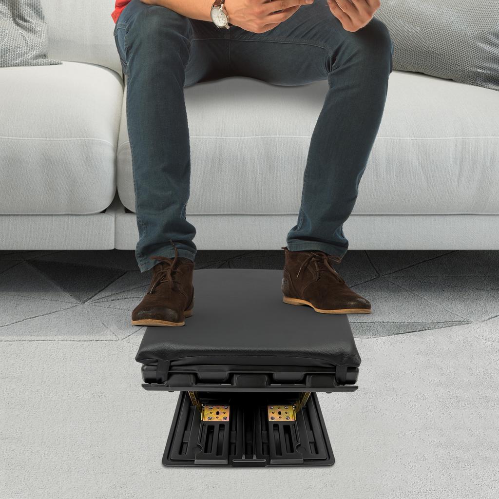 Bymaocar Schwarzer Ergonomischer Klappbarer Fußhocker, Tragbare Fußstütze Mit Winkelverstellung, 80 kg Tragfähigkeit Für Autos, Züge