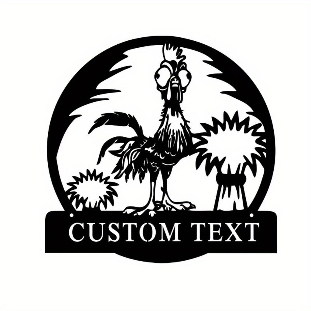 Customized Cockerel Crazy Metal Wall Art Unique Personalized Rooster Name Sign Room Decor Perfect Rooster Theme