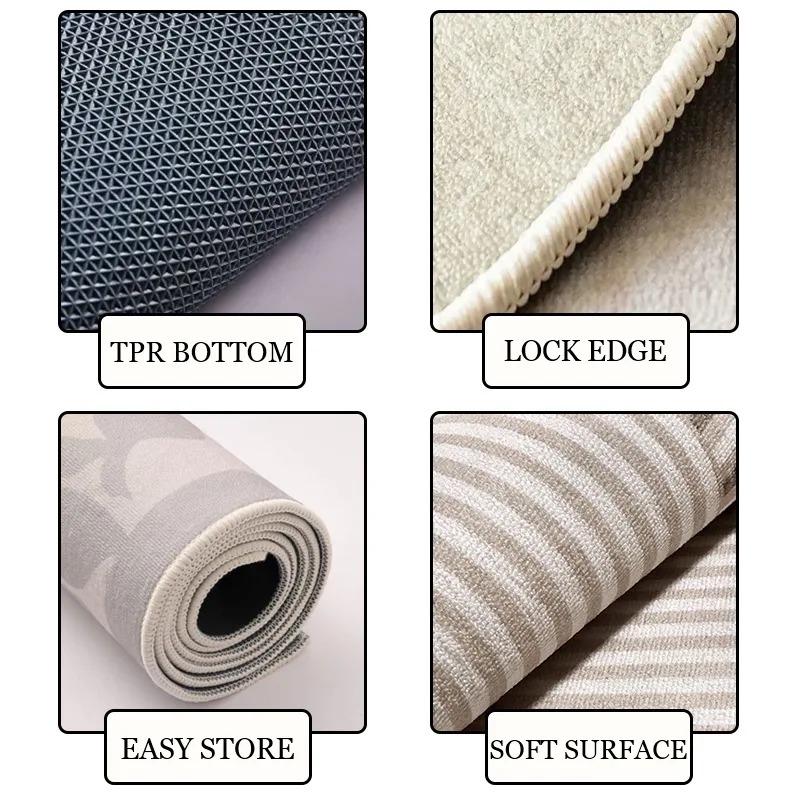 Simple Luxury Kitchen Carpet Tpr Anti Slip Floor Mat Soft Anti Slip Wear-Resistant Carpets Bedroom Bedside Home Decor Rug