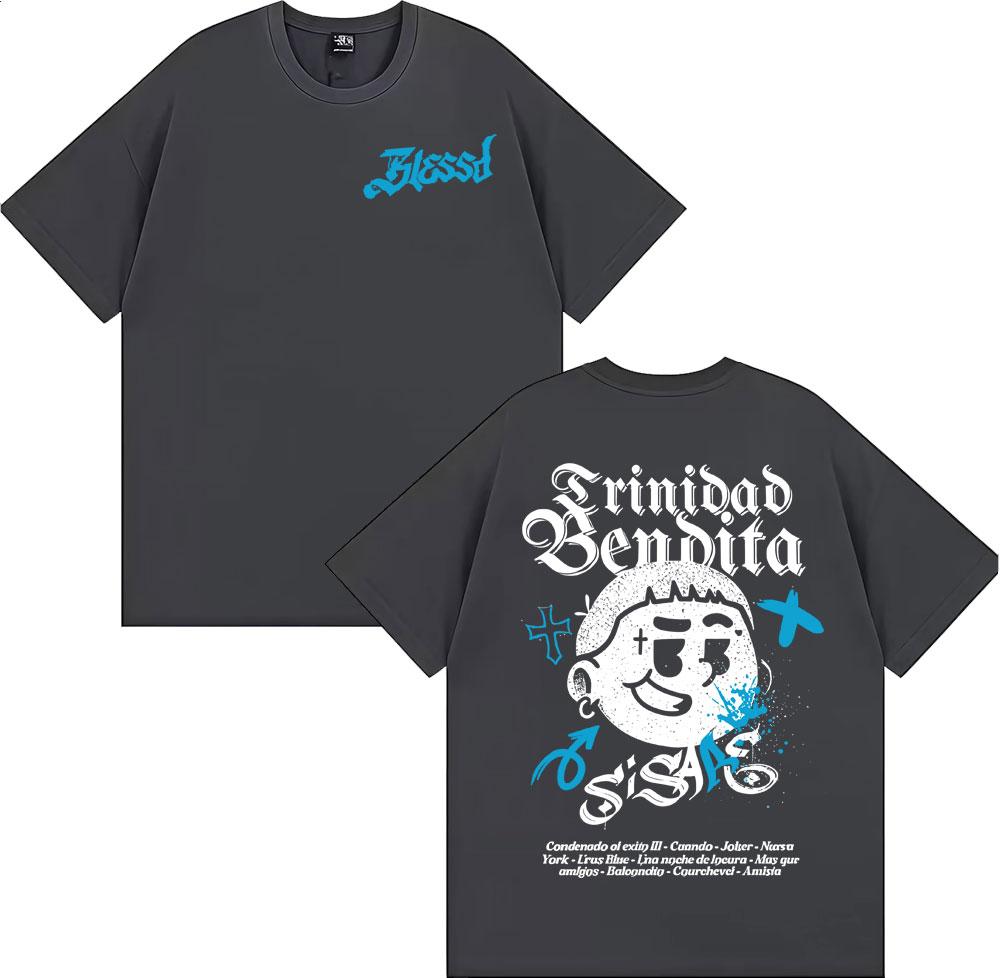 Rapper Blessd Si Sabe Album 2025 Tour T Shirt Men Women Fashion Casual 100 Cotton Tshirts Hip Hop Vintage Short Sleeve Tshirt
