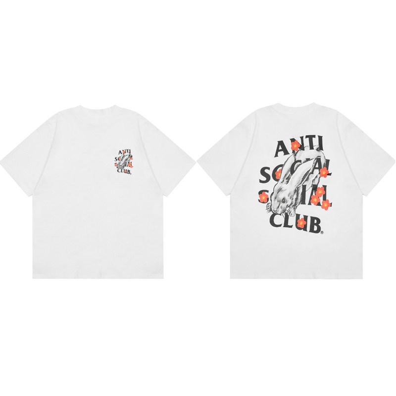 Street Trend Club Graffiti Letter Rabbit Casual TShirt Mens and Womens Luxury Brand Top
