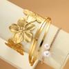 3er Set Boho Blume Perle Zirkon Anhänger Armreif Set für Damen Mode Elegant Minimalistisch Gedreht Breit Armbänder Feiertags Alltags Schmuck