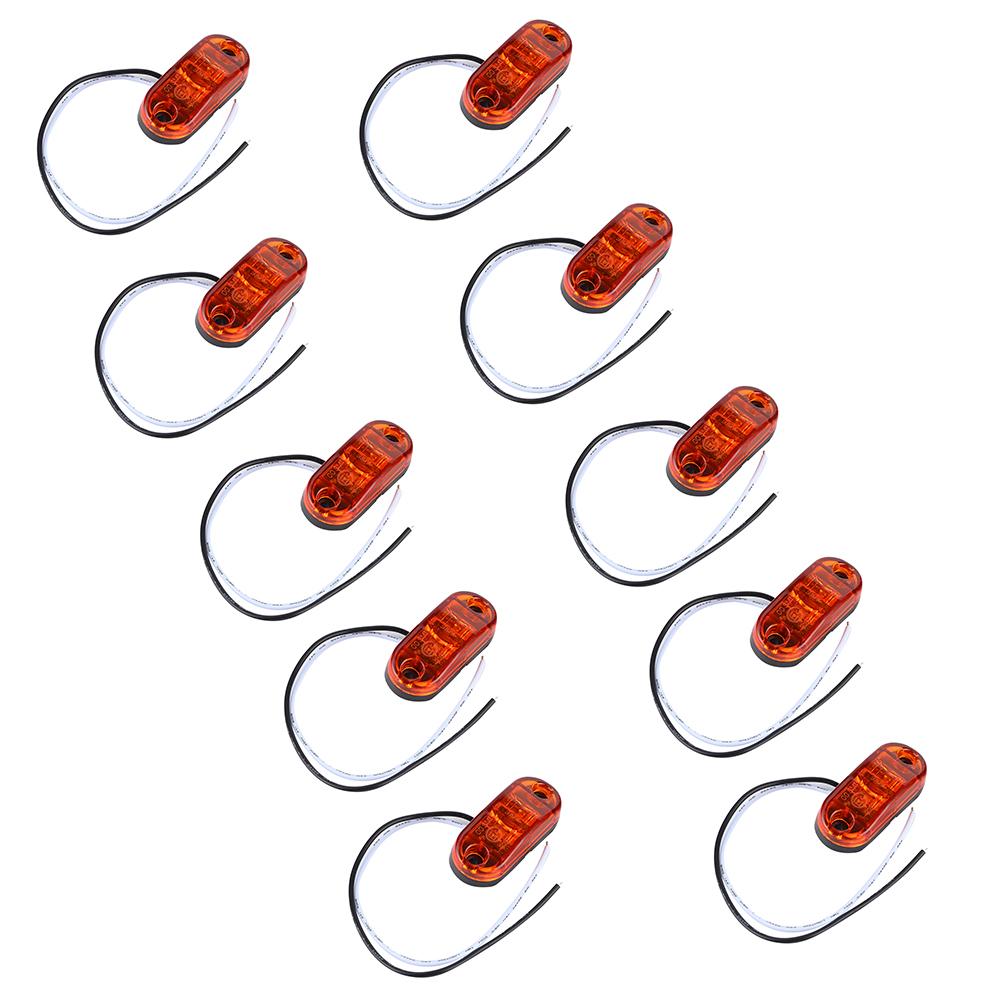 10pcs 2.5in 2LED Side Marker Light Oval Super Bright Waterproof Lamp for Car Trailer TruckAmber