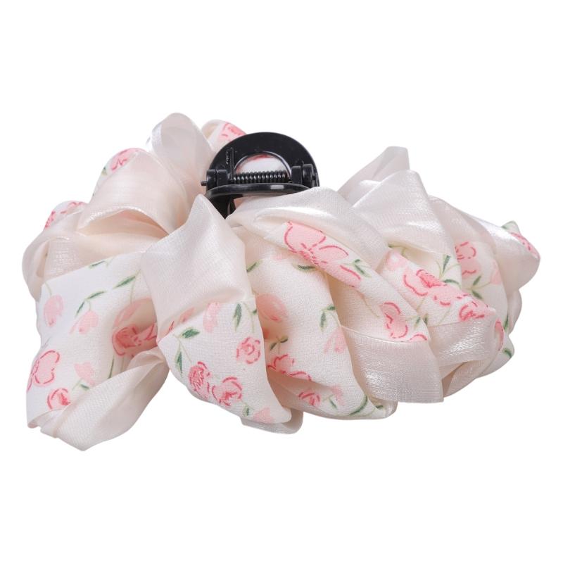 Floral Printed Scrim Bubble Hair Clip For Women Soft Breathable Fabric Elegant Updos Styling Accessory