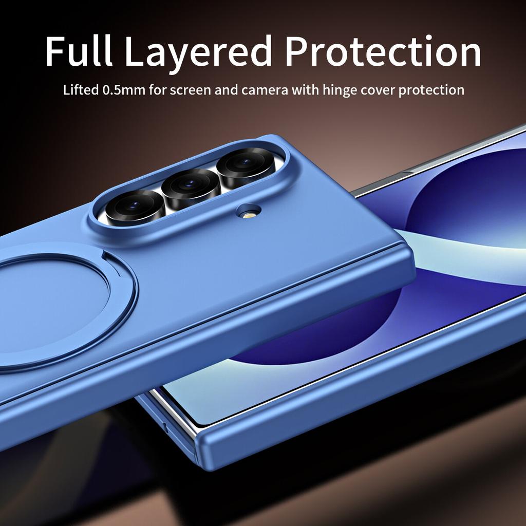 Matte Hinge Protective Case for Samsung Galaxy Z Fold8 Ultra Fold 7 6 5 4 3 Built In Magnetic Ring Kickstand Shockproof Cover Phone Bumpers