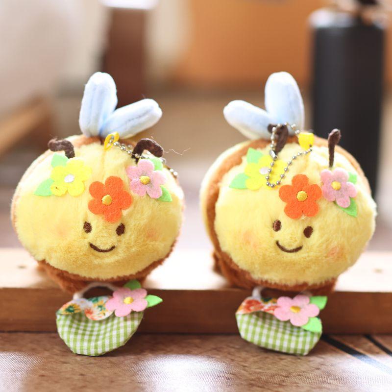 

1 Piece Kawaii Cute Flower Basket Little Bee Doll Plush Toy Keychain Pendant Children S Backpack Accessories Holiday Gifts