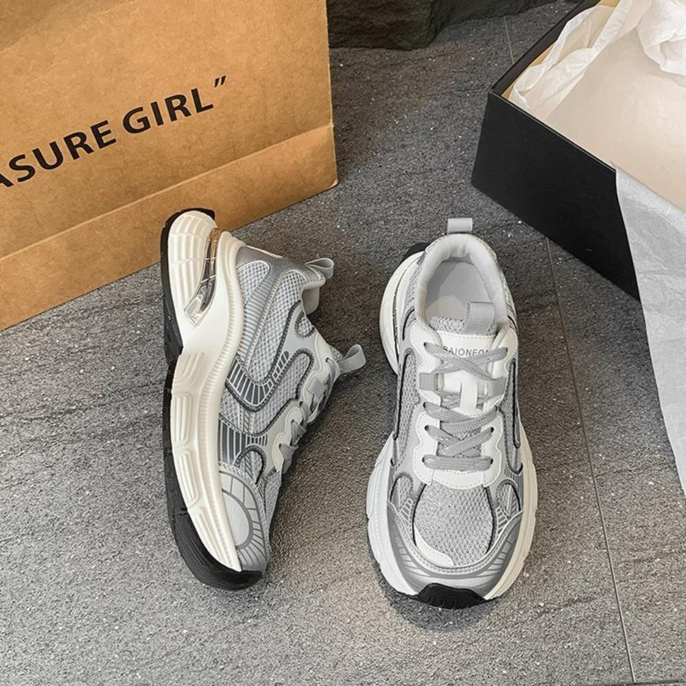 2025 Summer New Women's Mesh Ins Dad Shoes Chunky Sole Versatile Athletic Shoes Casual Street Style Sneakers