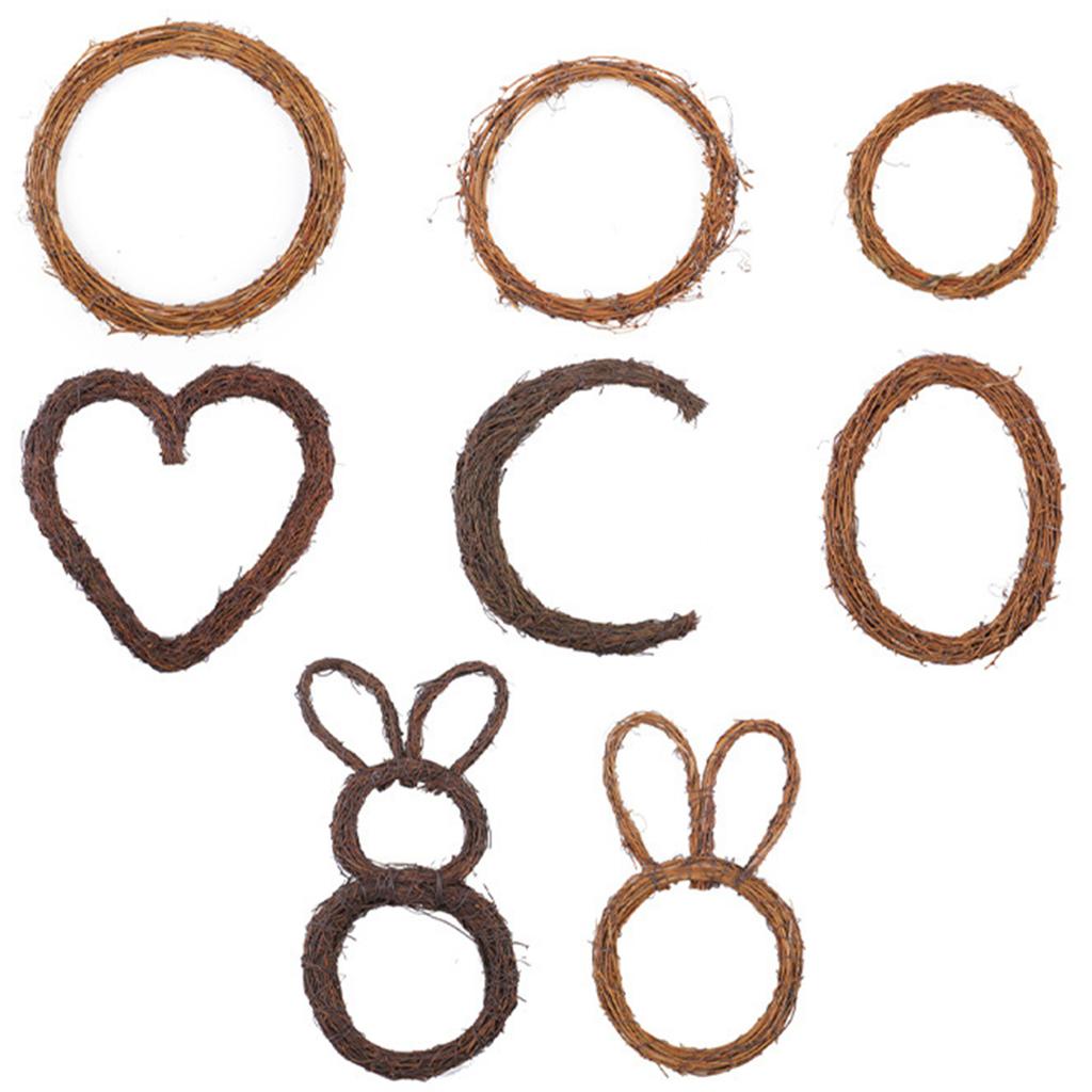 Natural Rattan Wreath Frame Dispaly For DIY Projects Rustic Style Vine Hoop For Front Door Or Wall Decoration