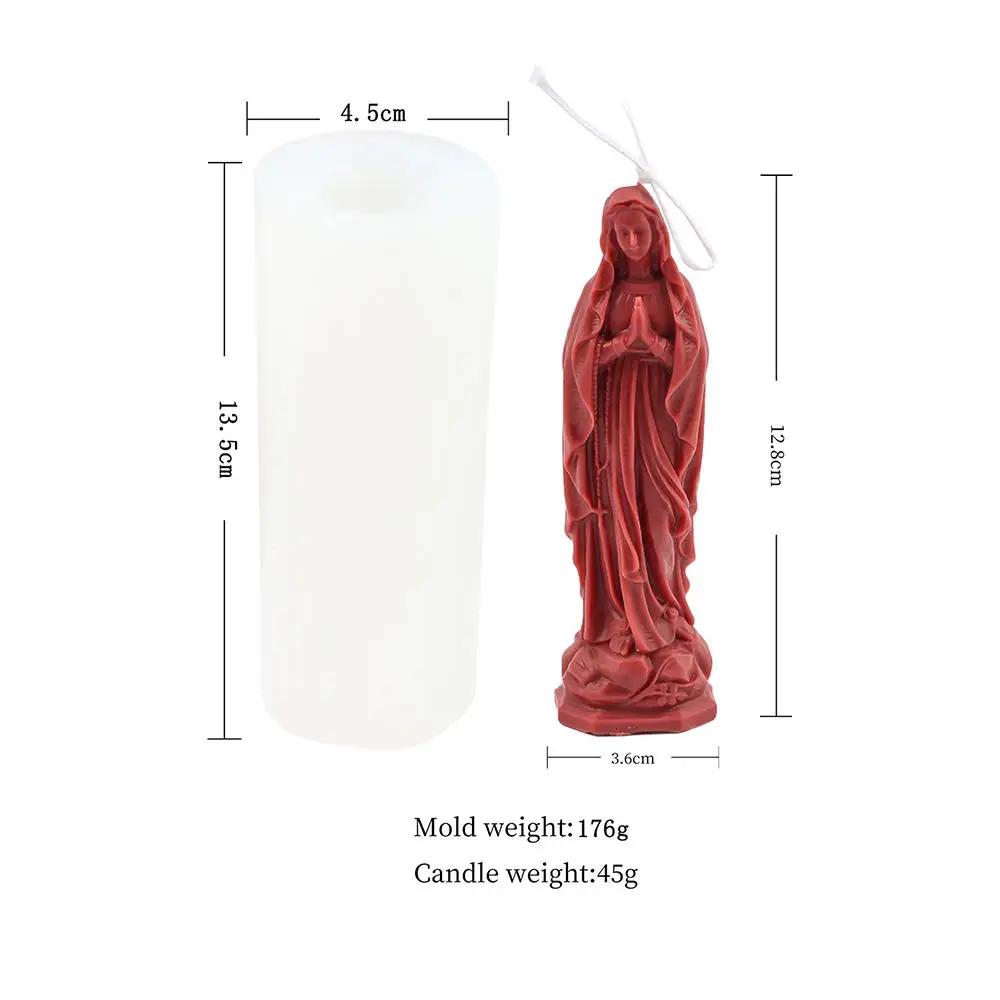 3D Large Blessed Virgin Mary With Baby Jesus Sculpture Candle Mold Madonna and Child Statue Silicone Mold Catholic Art Supplies