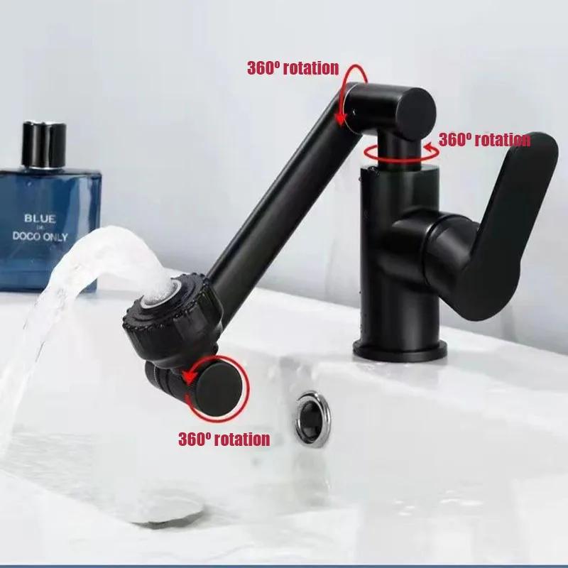 1 ADET 1080° Dönen Lavabo Musluğu Evrensel Dönen Lavabo Musluğu Uzatma, Havalandırıcı Nozül ve Robot Kol, Mutfak Küvet Musluğu Lavabo için Uygundur