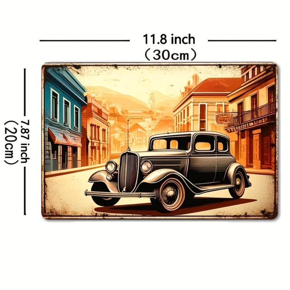 Metal Tin Sign Vintage Retro Car Street Art Wall Decor Classic Black Automobile 20x30