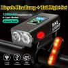 2 New Led Bicycle Lights 1000Lm USB Charging Power Display Mountain Bike Front Light Flashlight Cycling Equipment Plus Bicycle Tail Light Set