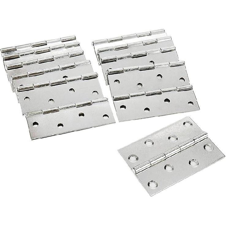 Mcredy Garage Door Hinge 2.7" Silver Stainless Steel Kitchen Cabinet Hinges Box Hinges with Screws for Living Room Bedroom Office, 2-Pack