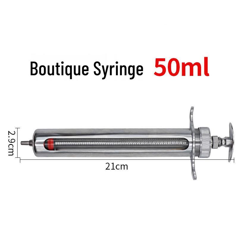 Veterinary Stainless Steel Syringe - 10ml/20ml Breeding Equipment for Pig Farming.