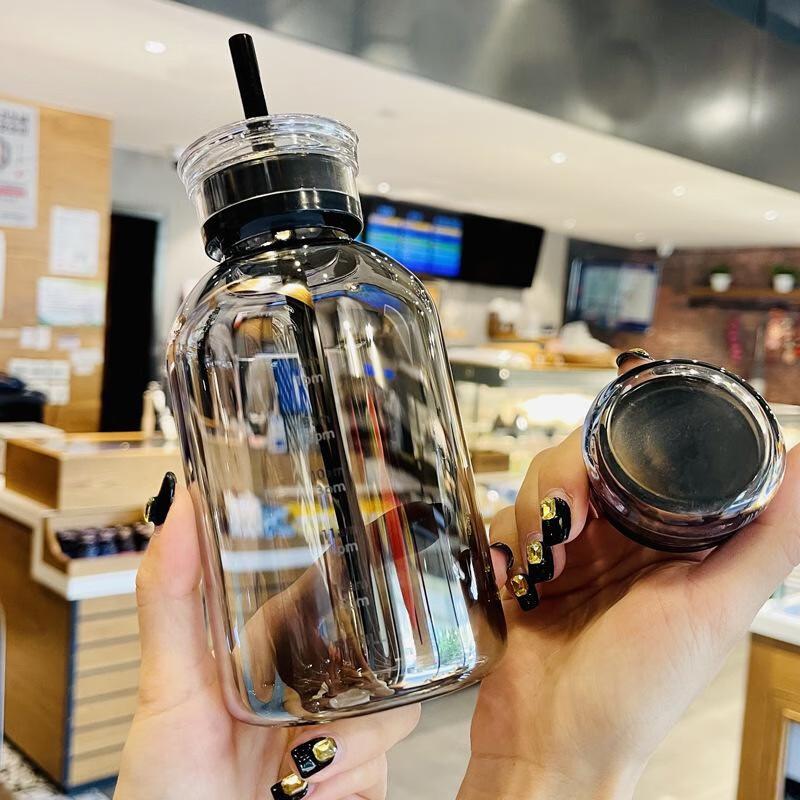 Time Marker Glass Cup with Dual Lids (2-Pack)