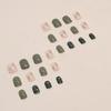 Short Fresh Green Leopard Print Fashion Gold Foil Natural Wear Nail Whitening Nail Piece Fake Nail