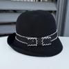 Elegant bow knitted dome basin hat women's spring and summer retro British fashion crimped bucket hat travel visor