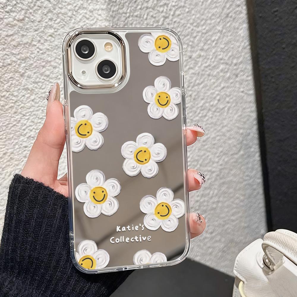 Grid Makeup Mirror Phone Case For IPhone 17 16 12 13 Mini 11 14 15 Pro Max 17E 16E Plus Silicone Coque Cover Fundas